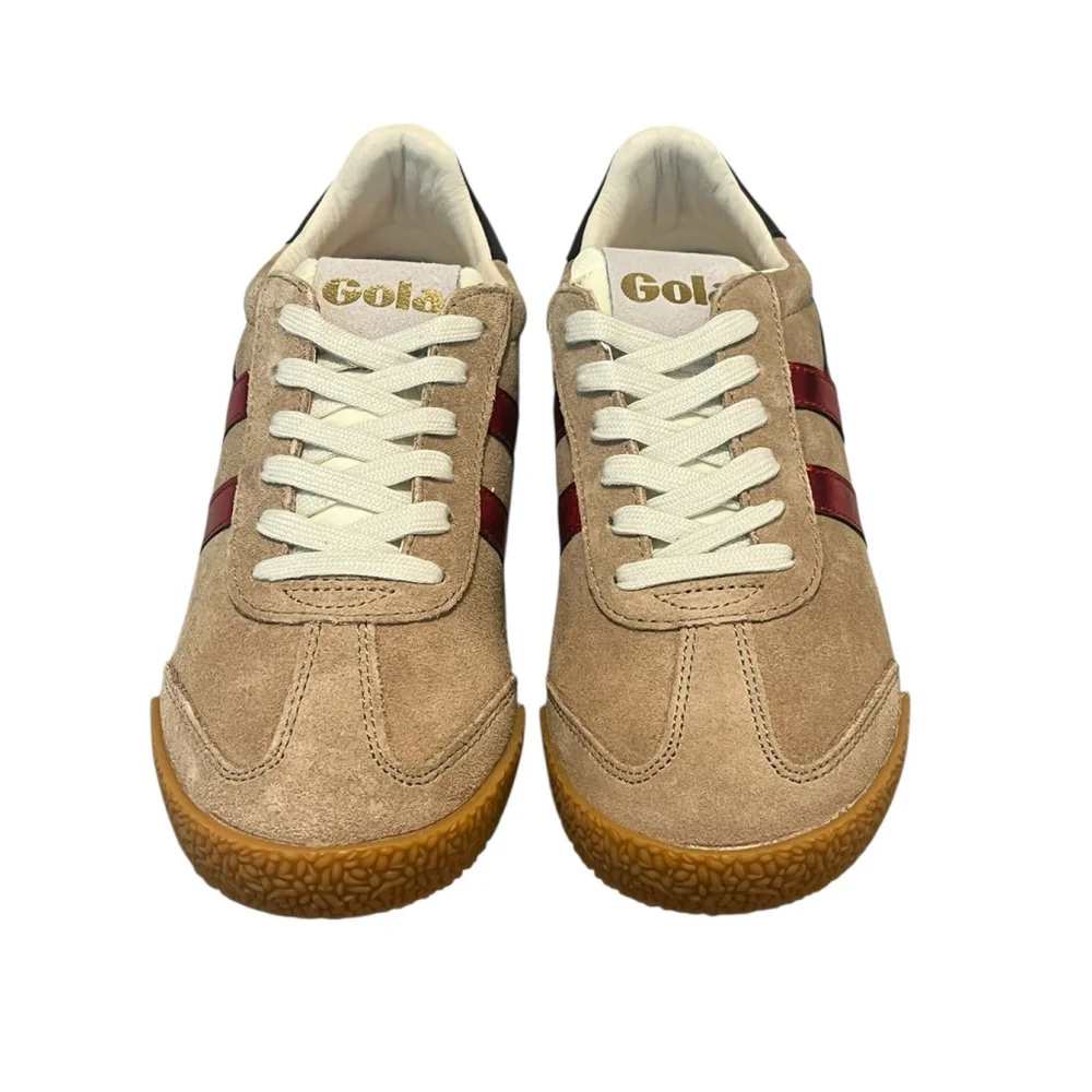 Gola Elan Glitz Trainer Sneaker Womens Size 6 Brown Red Suede Lace Up Shoes NIB - Picture 4 of 11